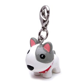 Poly 3 D White Dog with Spike Collar Charm