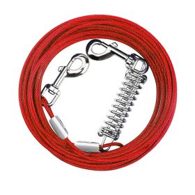 9.8FT Dog Tie Out Cable Long Dog Leash Chew Proof Lead Dog Chain with Durable Spring 360° Rotatable Clips PVC Case for Outside Yard Caming (Option: Red_3M)