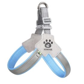 Pet Dog Cat Harness, Pet Harness With LeashSet, Adjustable Puppy Harness ComfortableReflective Easy Control Dog With Leather Leash,.No-Pull No Choke P (Option: Blue-S)