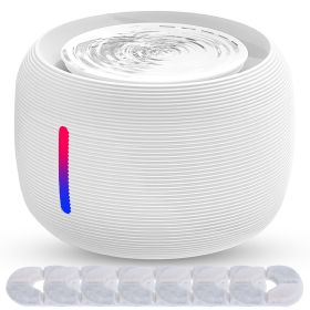 2.5L 84.54OZ Pet Water Fountain Smart Pet Drinking Fountain with LED Light 7 Pack Replaceable Filters Water Level Quiet Pump Dry-Run Protection Cat Do (Option: White)