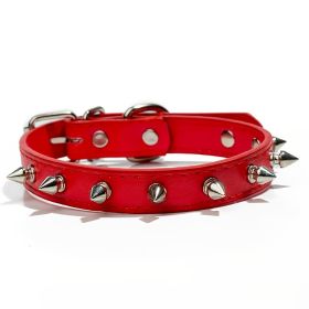 Anti-Bit Pet Necklace; Durable Dog Rivet Collar For Puppy; Pet Supplies (Color: Red, size: XS)